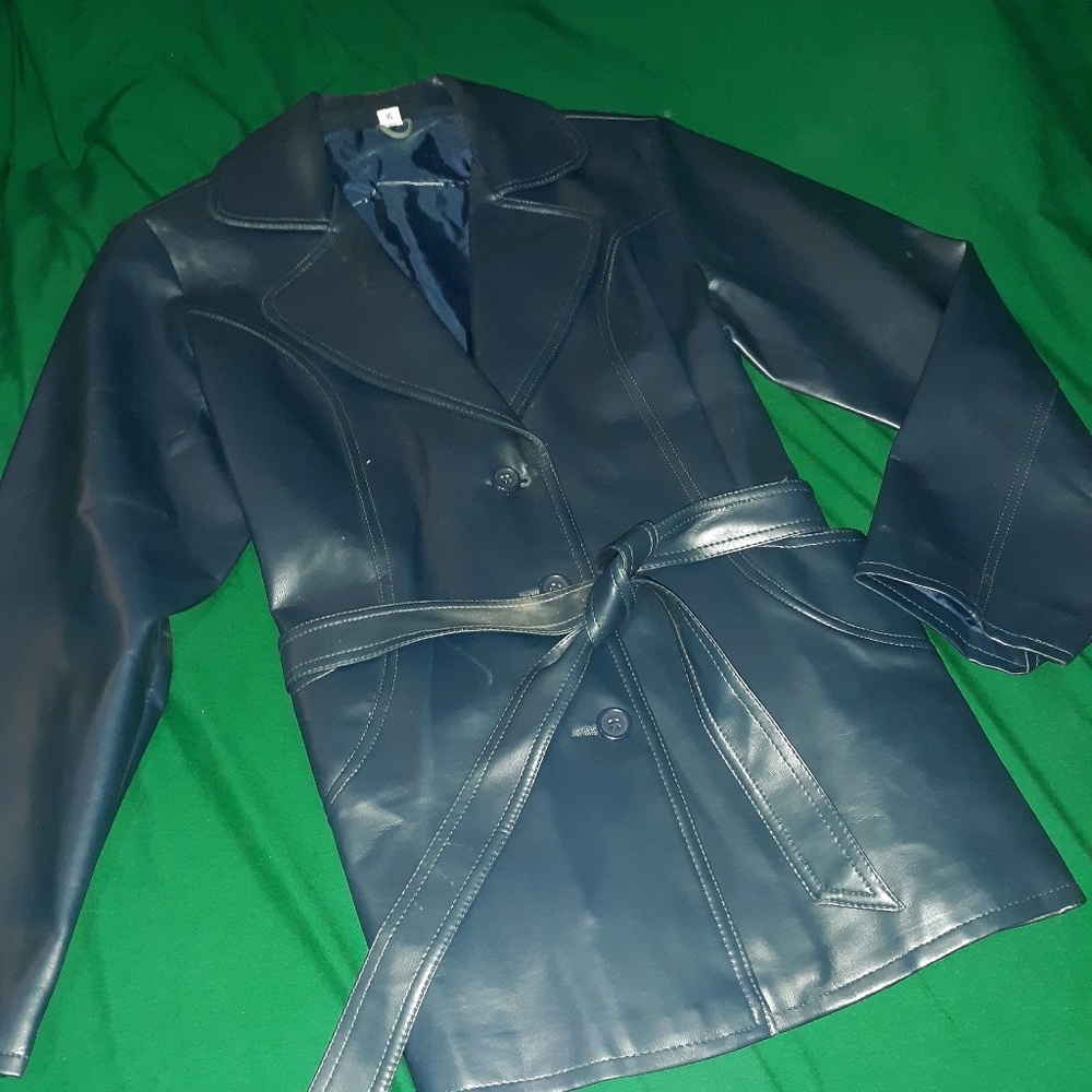 Blue leather jacket